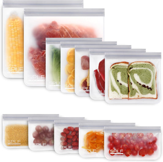 SPLF Reusable Food Storage Bags (12 Pack)